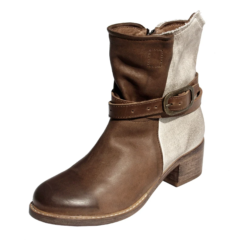 

genuine leather ankle retro vintage boots women buckle high heel square heels round toe ankle martin boots ladies women 2018