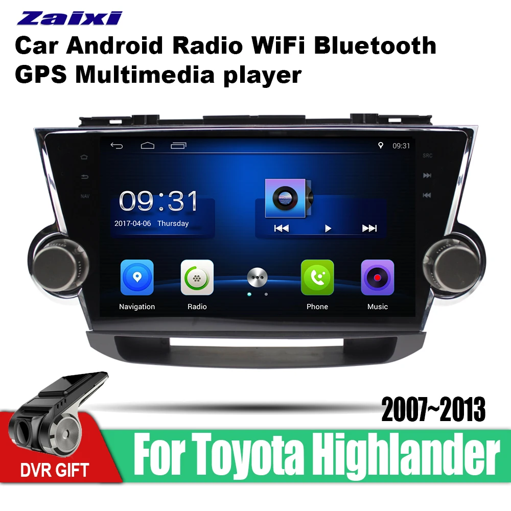

ZaiXi Android Car 2 din multimedia GPS Navigation For Toyota Highlander 2007~2013 vedio stereo Radio audio wifi video map video