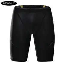 AITONOBLE мужские плавки для плавания компрессионные модные однотонные с резиновым принтом плавки Длинные плавки боксеры для плавания