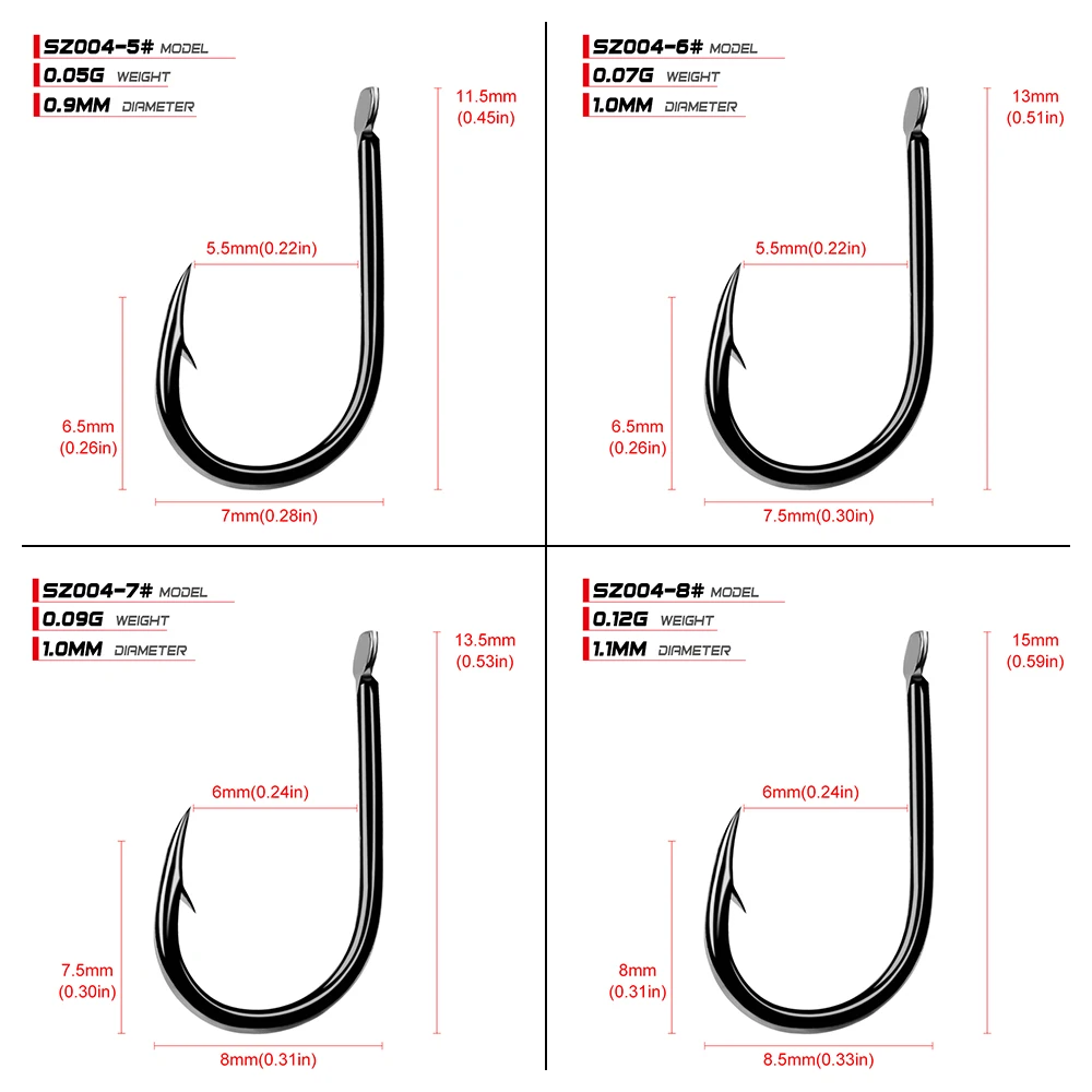 200pcs 1#-15# Single Fishing Hook Iseama Fishhook High Qulity Barbed Worm Hook Carp Fishing Gear Black Carbon Steel
