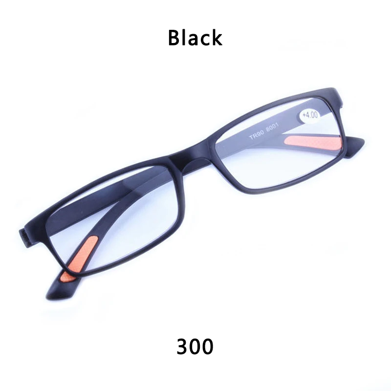Новые черные очки для чтения, Сверхлегкий материал из смолы для женщин, мужские очки для чтения, прочность+ 1,00-+ 4,00 - Цвет: B-300