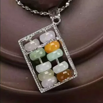 

Fine Jewelry natural feicui yu 925 silver Abacus beads necklace pendant for fashion charm women jewelry /
