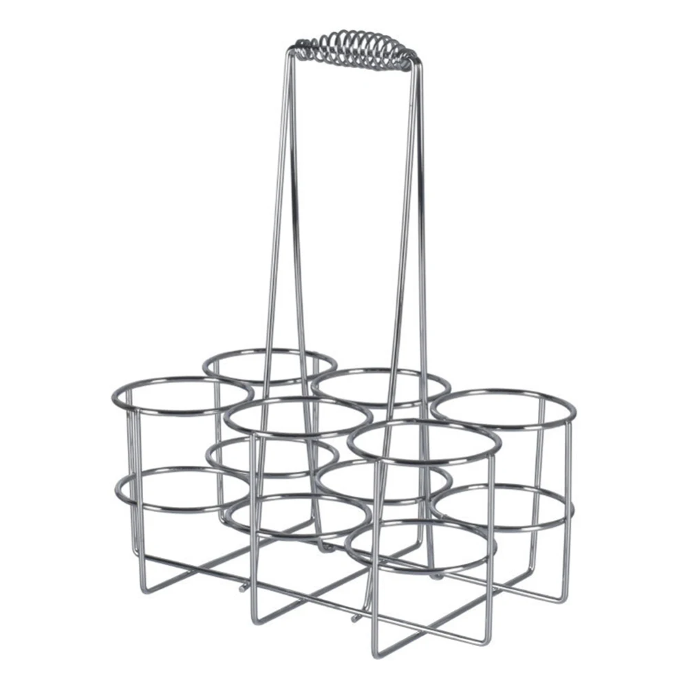

6 Bottles Metal Table Standing Rack Hand Basket Beer Container Tabletop Wine Holder Bottle Server for Restaurant KTV Bar