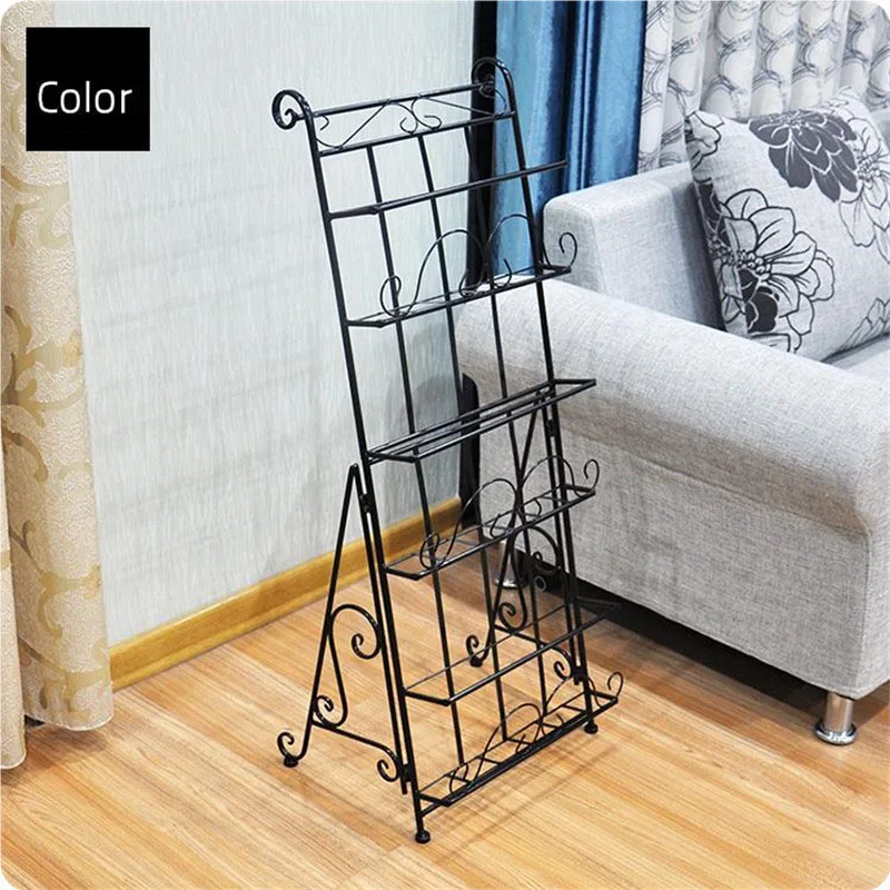 6 قطع خمر ثلاثة طبقة معدن الحديد مجلة رف رف الكتب الطابق الصلب قاعة ستيريو صحيفة عرض الرف ZA4634