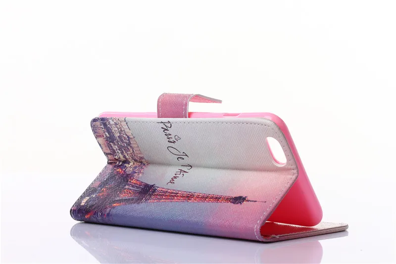 Кожаный чехол-книжка с бумажником и подставкой для Apple iPhone 6S 6 4,7 дюймов, чехол для кредитных карт с изображением волка, улыбки, совы, Эйфелевой башни