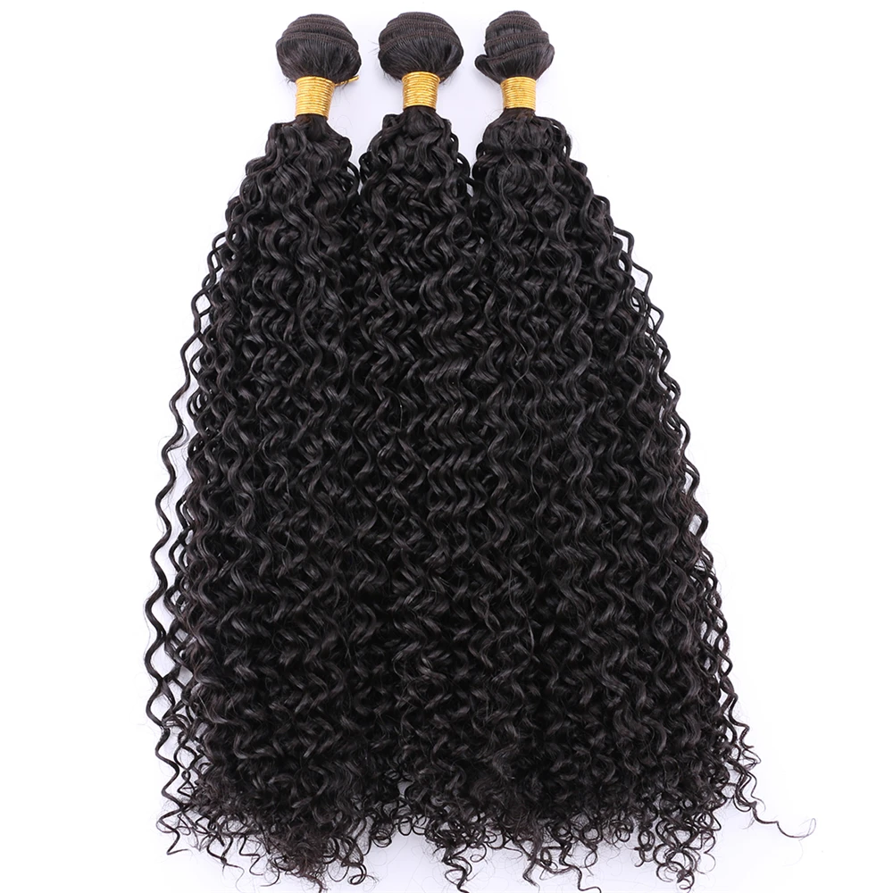 Kinky Curly Natural-Black Hair Synthetic-Hair-Extensions Afro Tissage-Fiber High-Temperature