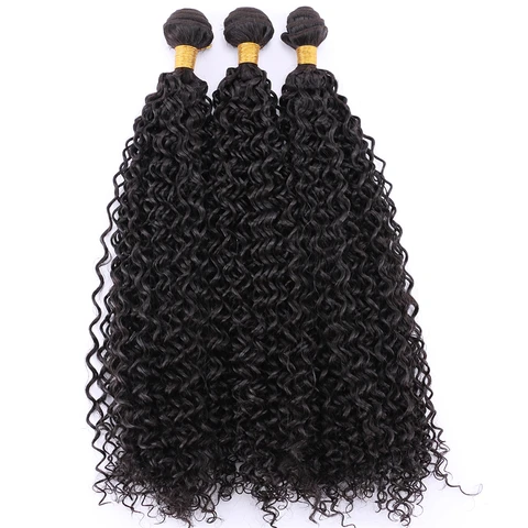 Extensões de Cabelo Natural Preto Afro Crespo Cabelo Encaracolado Alta Temperatura Fibra Sintética Tecer Tissage