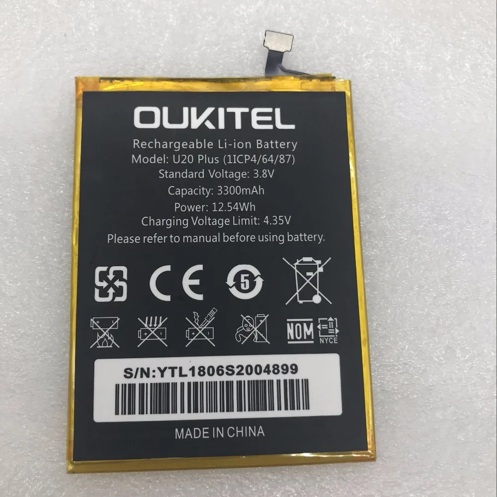 

Mobile phone battery OUKITEL U20 plus battery 3300mAh Original battery High capacit Mobile Accessories OUKITEL phone battery