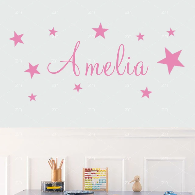 lh488 stars personalise custom name vinyl wall sticker for kids room