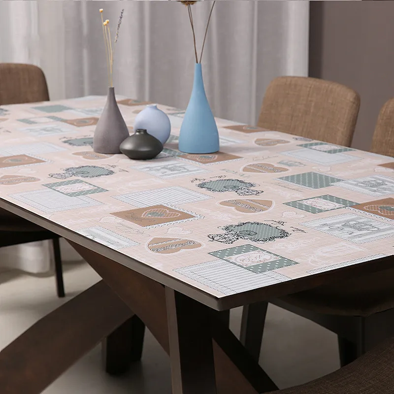 

pvc rectangular table cloth dustproof waterproof table placemats soft glass heat resistant dining table cover home textile decor