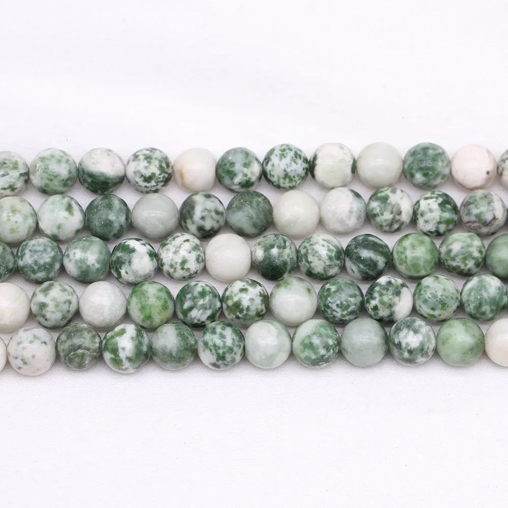 

1strand/lot 4/6/8/10/12mm Natural Green Spot Stone Bead Round Loose Bead Spacer Beads For Jewelry Making Findings DIY Bracelet