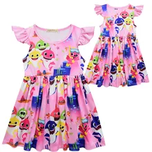 Girl Summer Dress 2019 Girls Cute Cartoon Shark Print Dress Baby Kid Children Clothes Cotton A-Line Princess Dress Vestidos 2-8Y Girl Summer Dress 2019 Girls Cute Cartoon Shark Print Dress Baby Kid Children Clothes Cotton A-Line Princess Dress Vestidos 2-8Y