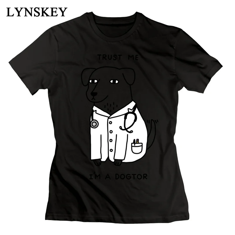 LYNSKEY Women T-Shirt Fashion Leisure Tops Tees Summer/Autumn Cotton O Neck Short Sleeve Crazy Dogtor Tee Shirt Top Quality pink