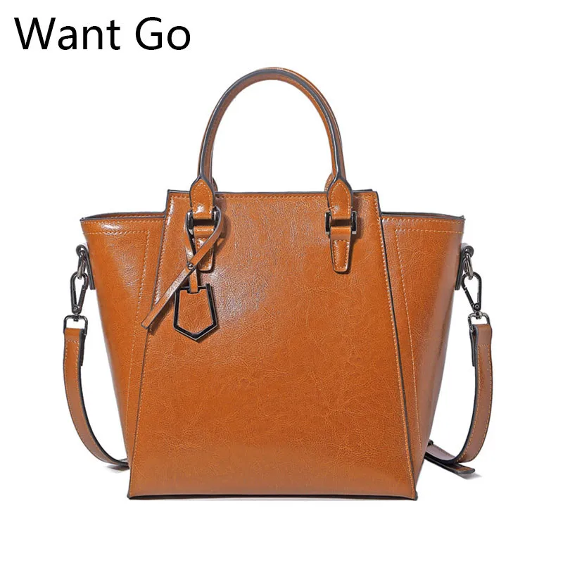 

Want Go Genuine Leather Women Dress Tote Handbag High Capactity Lady Leather Shoulder Bag Fashion Female Crossbody Bag Handbags