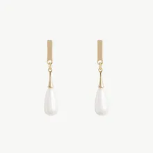 

Water Drop Pearl Earrings Women Metal Earing 2018 Boho Bohemian Simple Statement Pendiente Mujer Dangle Teardrop Earrings Aretes