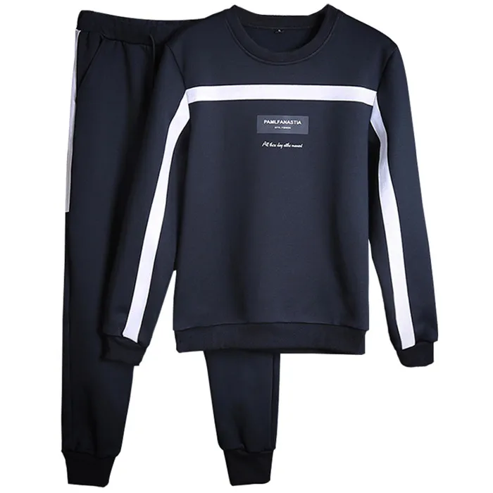 M08 Blue Молодежная Повседневная осенне-весенняя одежда для фитнеса мужские комплекты с длинными рукавами Повседневные весенние мужские толстовки брендовая куртка от спортивого костюма+ брюки - Цвет: M08 Blue