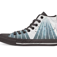 Геометрическая туманная лесная дизайнерская дышащая Повседневная Высокая обувь со шнуровкой холщовая обувь кеды для дропшиппинг