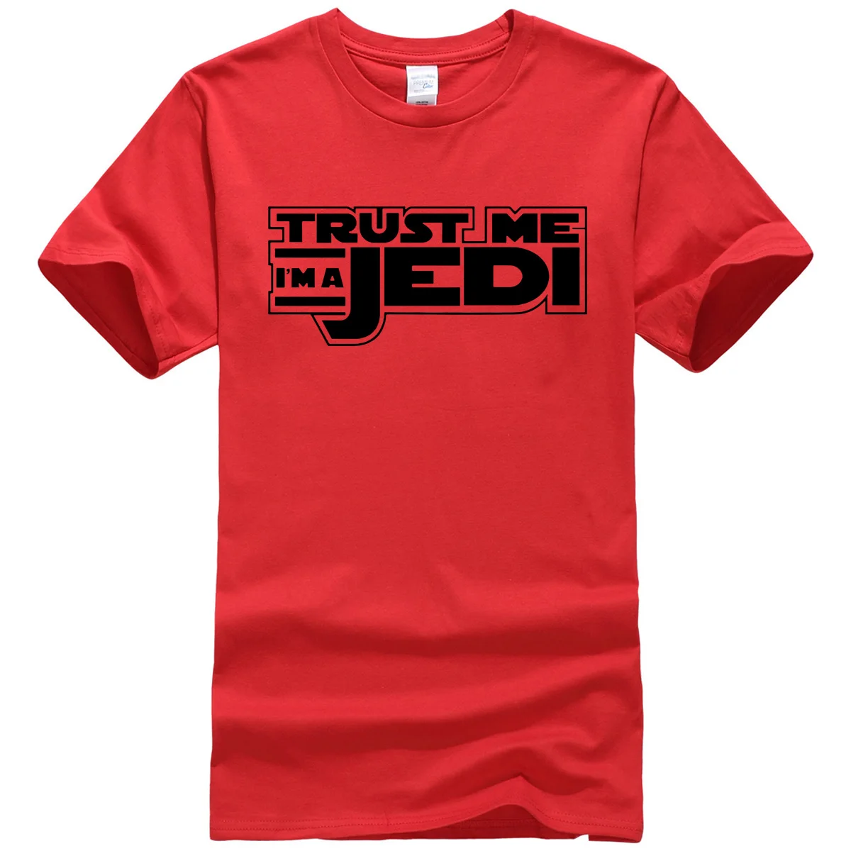 Летняя забавная уличная черная футболка в стиле хип-хоп homme STAR WAR Trust Me I'm a Jedi, Мужская футболка, модная брендовая одежда для фитнеса - Цвет: red1