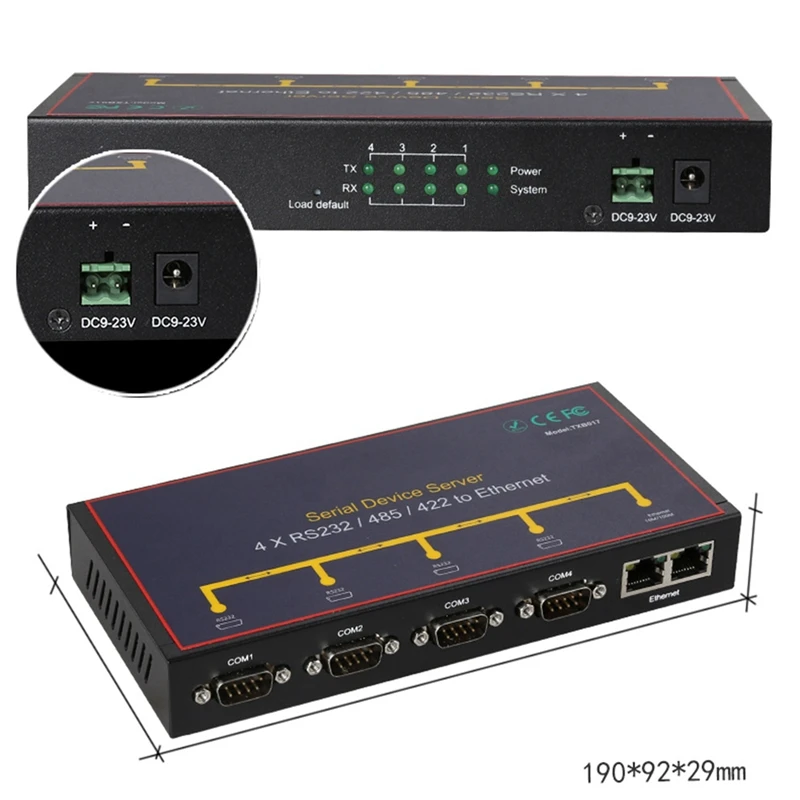 4 порта Rs232 в Ethernet конвертер Поддержка Rs485 Rs422 Vcom/Tcp сервер/Tcp клиент/Udp (вилка США)| |