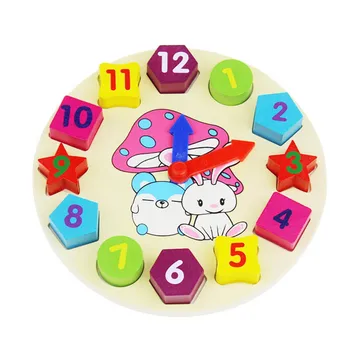 

Children Kids Wooden Puzzle Toy Colorful Digital Geometry Clock Educational Mathematics Learning Montessori Toy