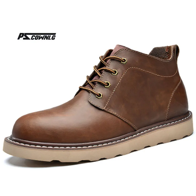 Botas Vaca Split Couro Real dos homens Homem Sapatos Da Marca No Tornozelo botas Outono Botas Dos Homens 2017 Homem Sapatos Botas de Segurança do Trabalho Hombre