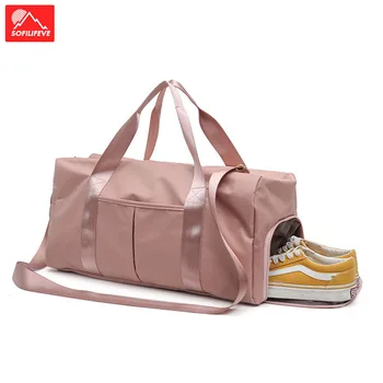 

Sports Fitness Gym Bag Shoe Compartment Men Women Bags Summer Travel Outdoor Crossbody Shoulder Bag Pink Handbag Sac De Sport