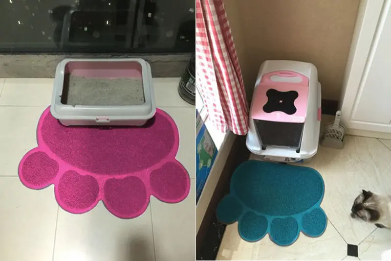 11 Color Paw Shape Dog Cat Litter Mat Puppy  Dish Feed Bowl Tray Tidy DS 