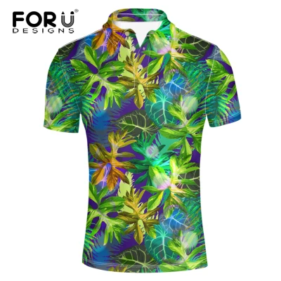 FORUDESIGNS/Мужская рубашка поло, Модный цветочный принт, Homme, приталенная рубашка с коротким рукавом, Camisa, мужские летние топы и футболки, S-XXXL - Цвет: CA4602CS