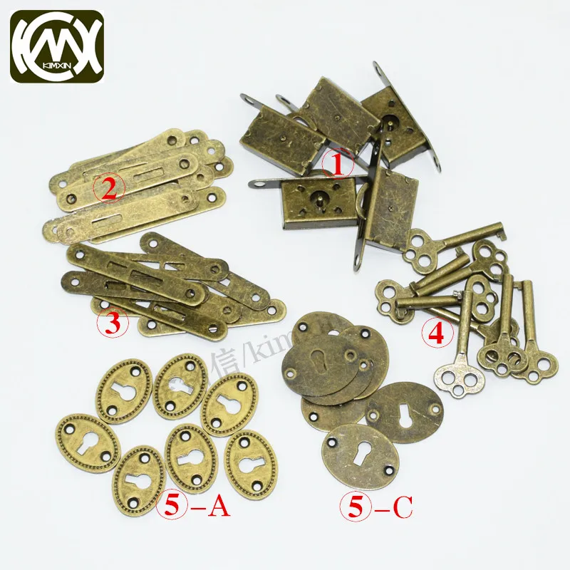 10 шт., гарантия качества, набор из пяти предметов, бронзовая коробка, замок для ювелирных изделий/деревянных/коллекционных коробок, аксессуары для hardaware, W-018