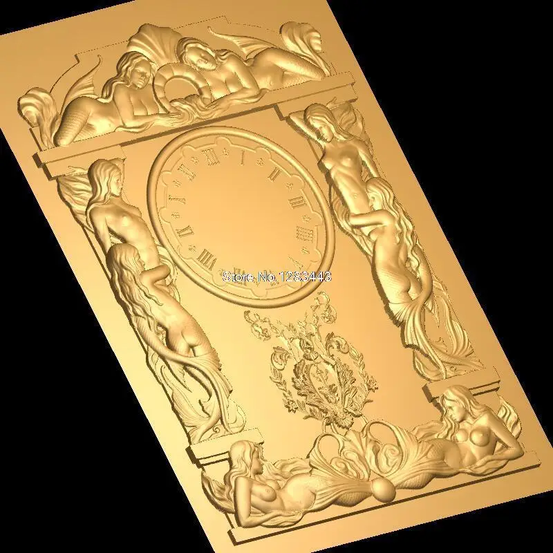 Mermaid 3D model relief figure STL file format 3D Model for CNC Clock_5 Clock design