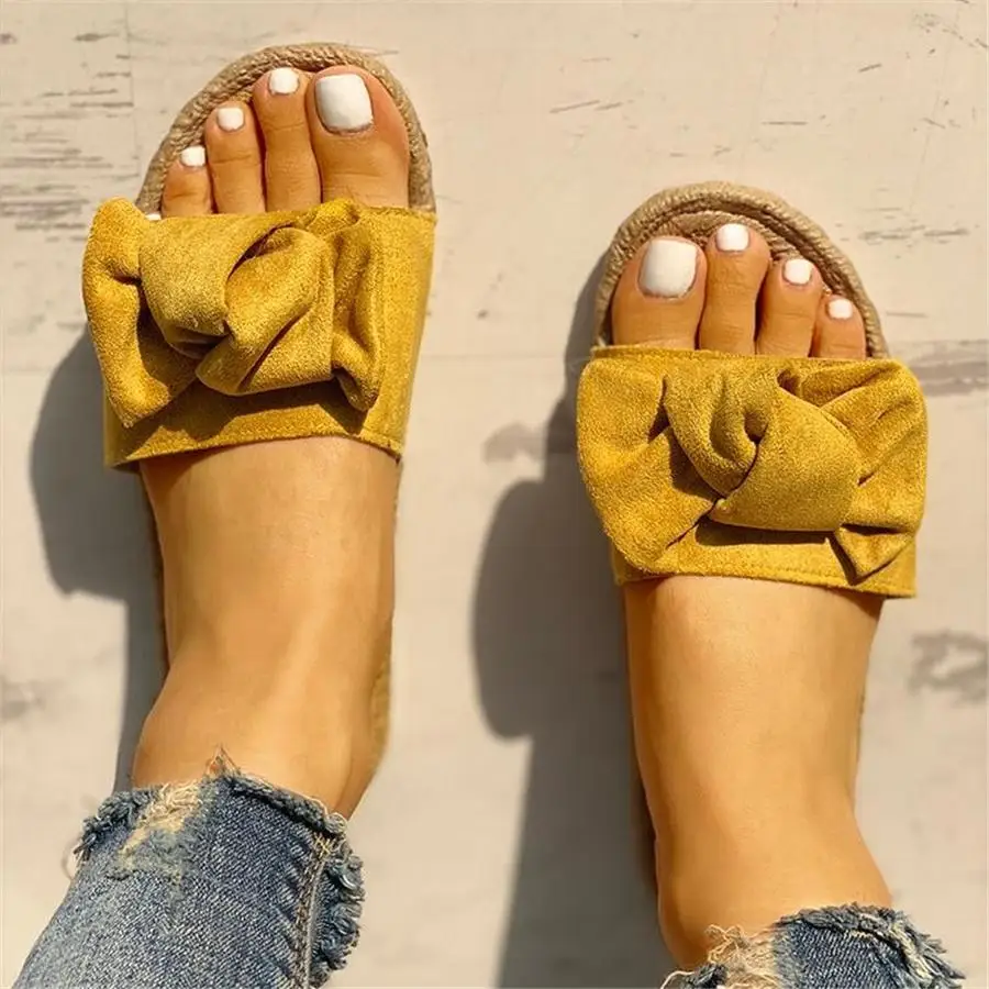 

WNYUJH Slippers Women Summer Bow Summer Sandals Slipper Indoor Outdoor Linen Flip-flops Beach Shoes Female Fashion Floral Shoes