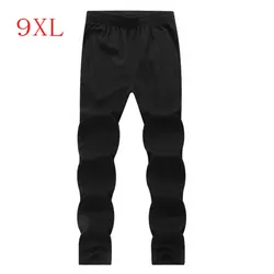 Плюс Размеры 8XL 9XL 2018 Fahion Демисезонный Для мужчин Фитнес штаны хлопок сплошной молнии карман брюк Для мужчин бегунов Штаны
