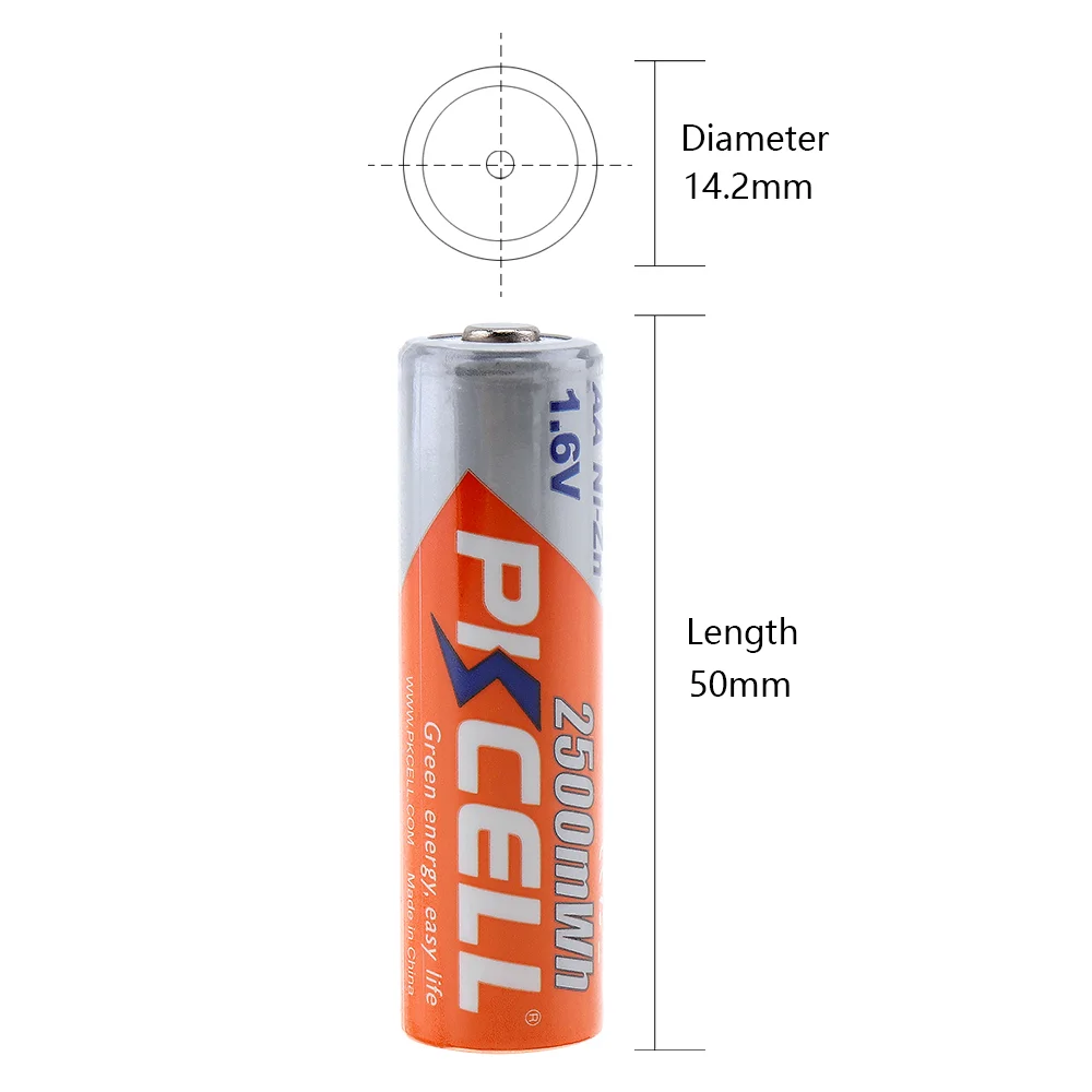 6 шт.* PKCELL NI-ZN 1,6 V AA Аккумуляторная батарея 2A батареи в 2500mwh Емкость