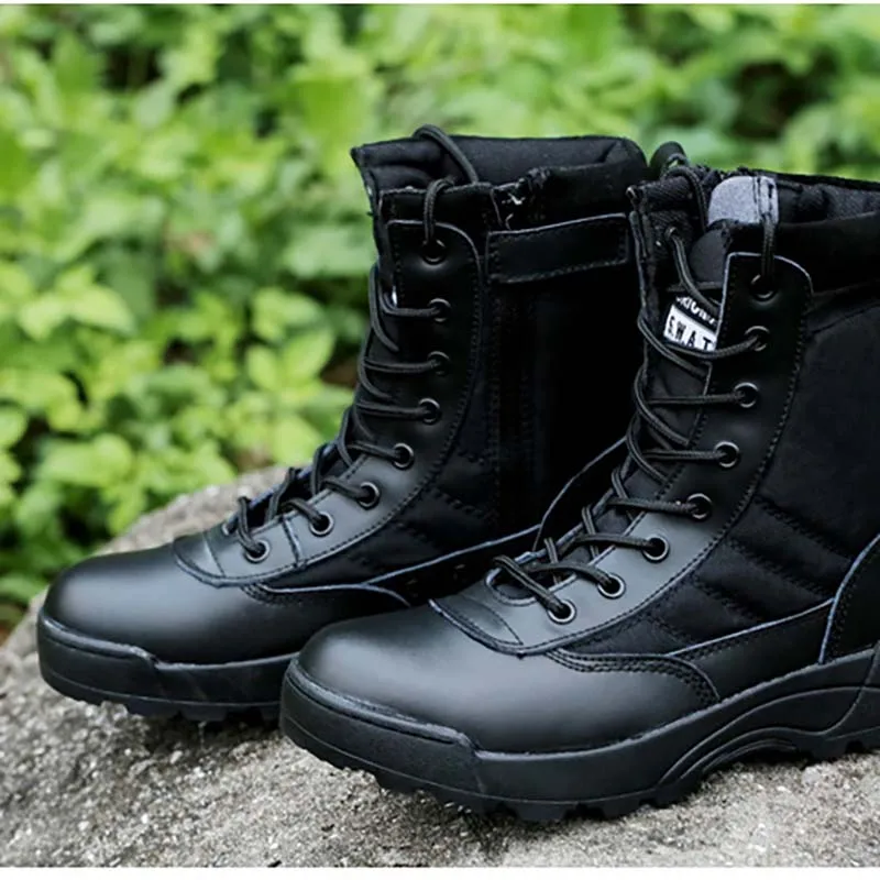 

Masorini Boots Men Military Army Boots Breathable Leather Mesh High Top Casual Desert Work Shoes Mens SWAT Ankle Combat WW-226