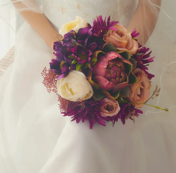 2018 Винтаж суд Стиль Свадьба Искусственный рука цветок букет невесты Свадебная вечеринка украшения невесты свадебные Bouqu
