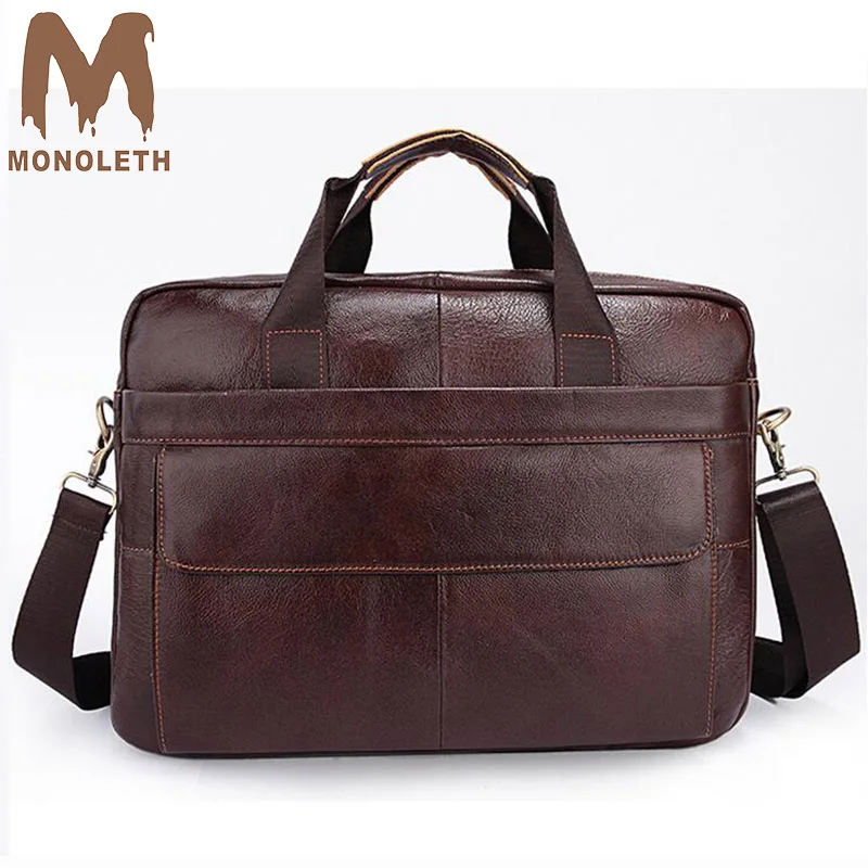 

MONOLITH 2018 Male briefcase /Real Leather vintage men's messenger bag/casual Natural Cowskin Business 14 inch Laptop bag