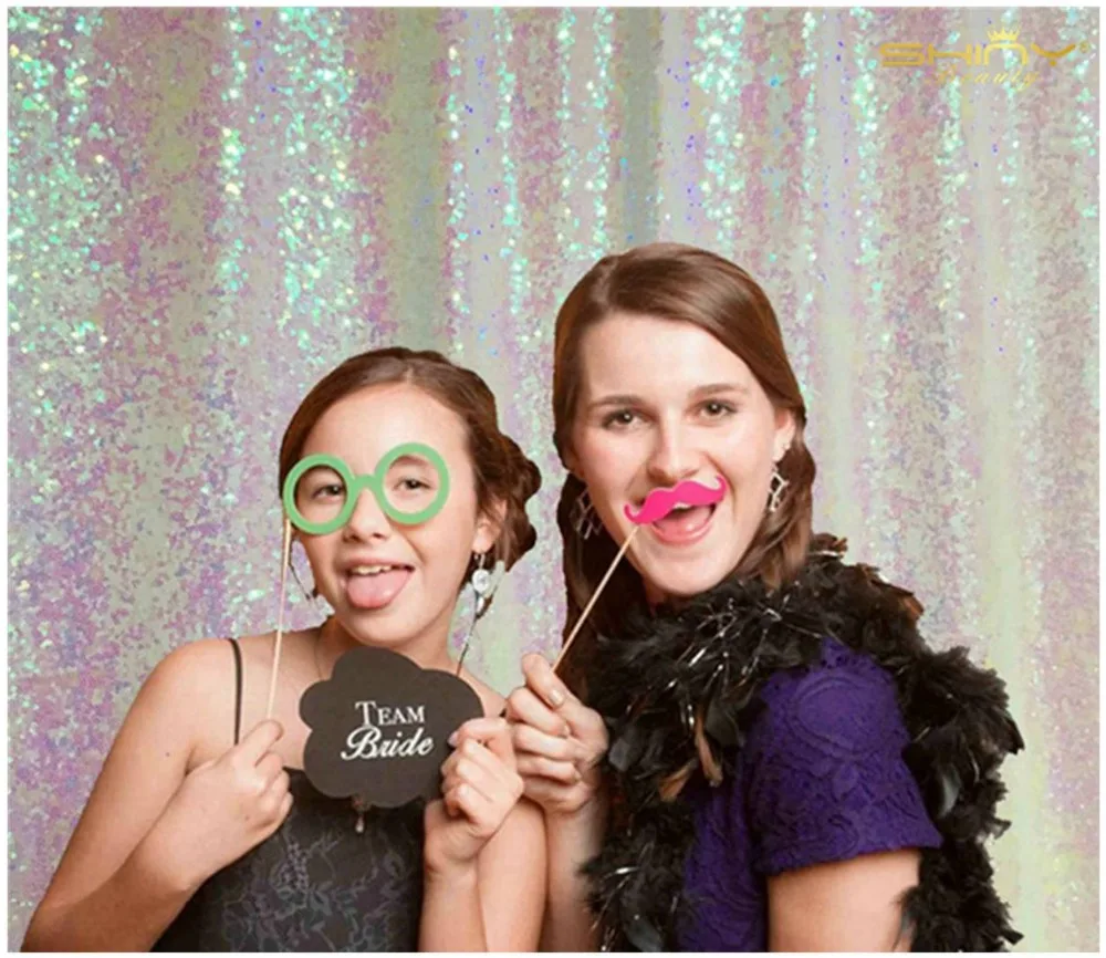 ShinyBeauty изменен белый 4x6ft блесток Photo Booth фон Свадьба Photobooth реквизит Shimmer Шторы
