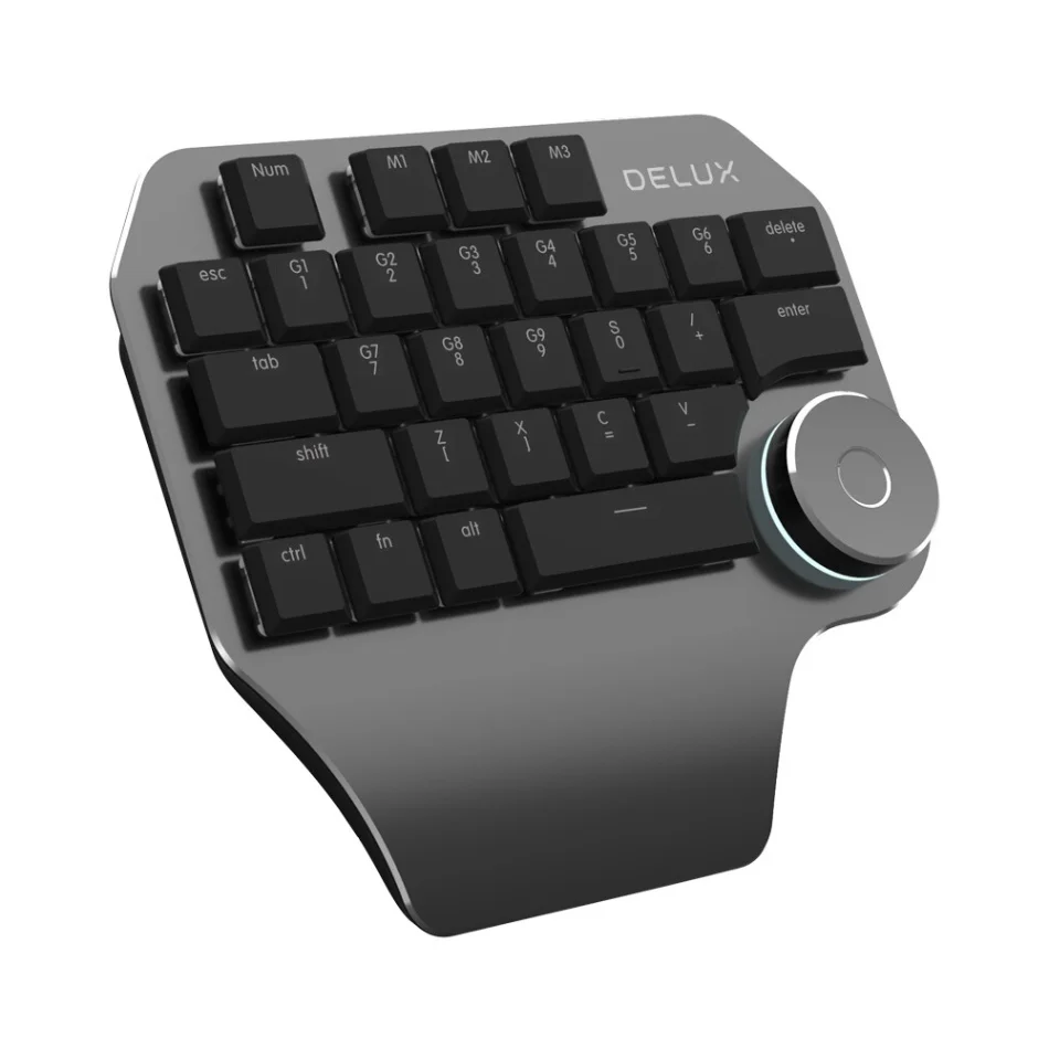 Delux T11 дизайнерская клавиатура с умным циферблатом 3 группы настраиваемые клавиши для Windows Mac OS и дизайнерское программное обеспечение для ПК ноутбука - Цвет: Черный