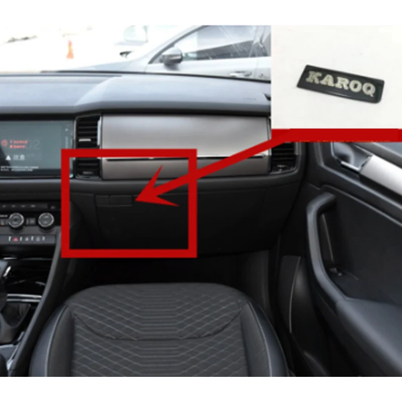 

Stainless steel accessories for Skoda Karoq 2017 2018 Car copilot Storage box Buttons frame cover trim