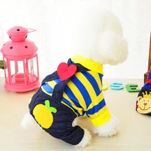 Осенняя Милая полосатая одежда для собак комбинезон мягкая хлопковая футболка для домашних животных