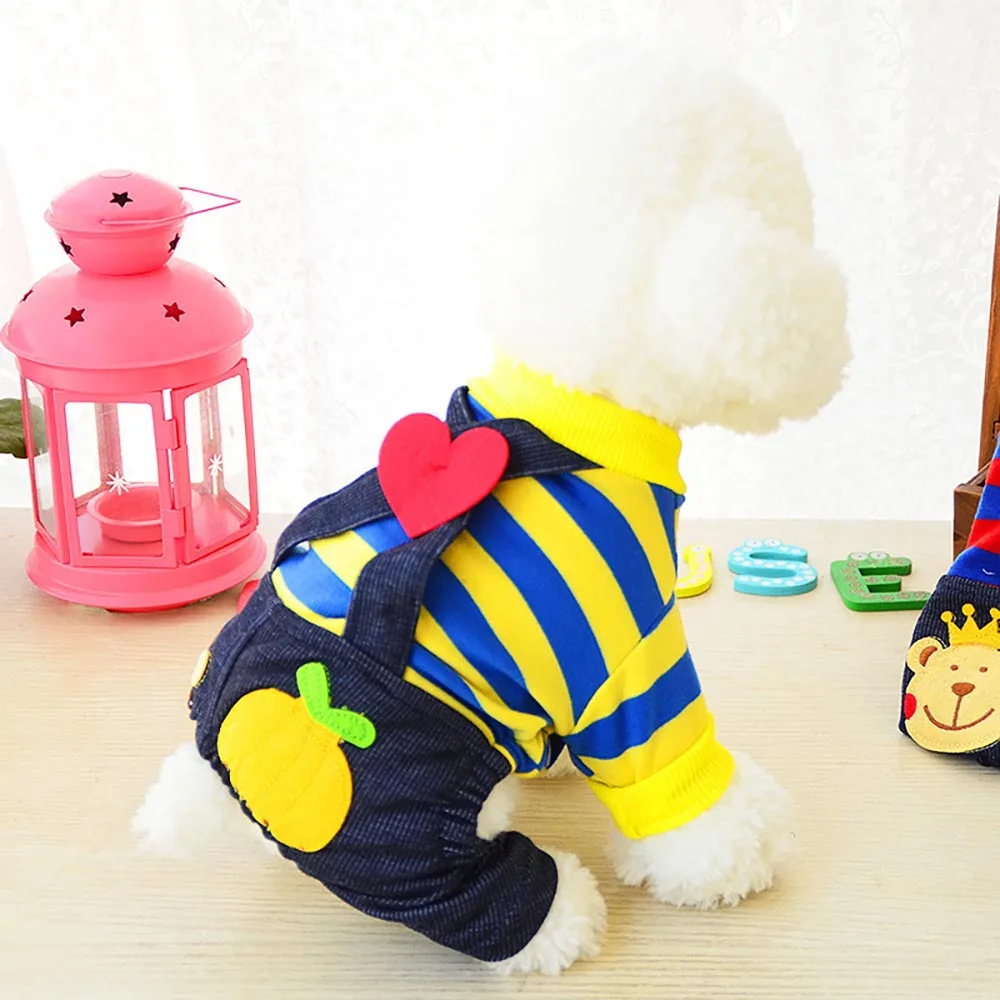 

Autumn Lovely Stripe Pet Dog Clothes Bib Pants Soft Cotton Pet T shirt