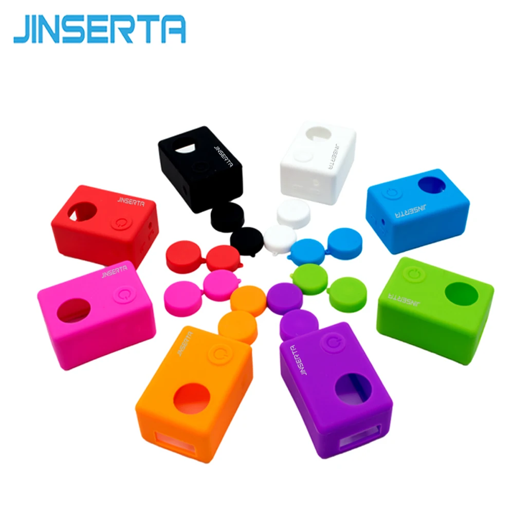 

JINSERTA Soft Silicone Camera Protective Case for SJCAM SJ4000 / SJ5000 with 2 Lens Cover Sport Action Camera Accessories