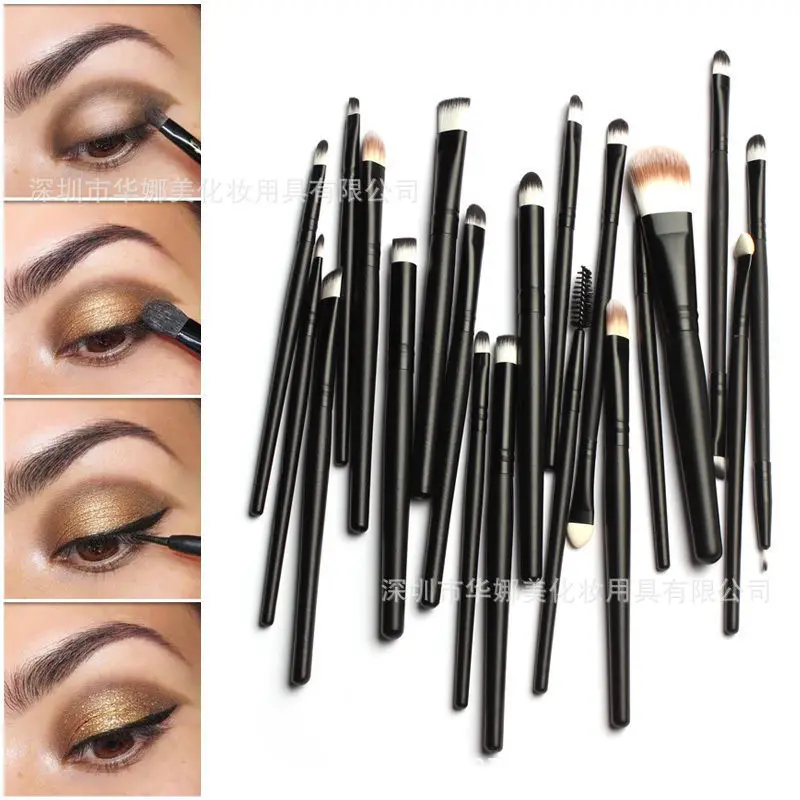 

20 PCS Pro Makeup black Brushes Set Powder Foundation Eyeshadow Eyeliner Lip Brush Tool for Face And Eye Shadow Makeup Brush