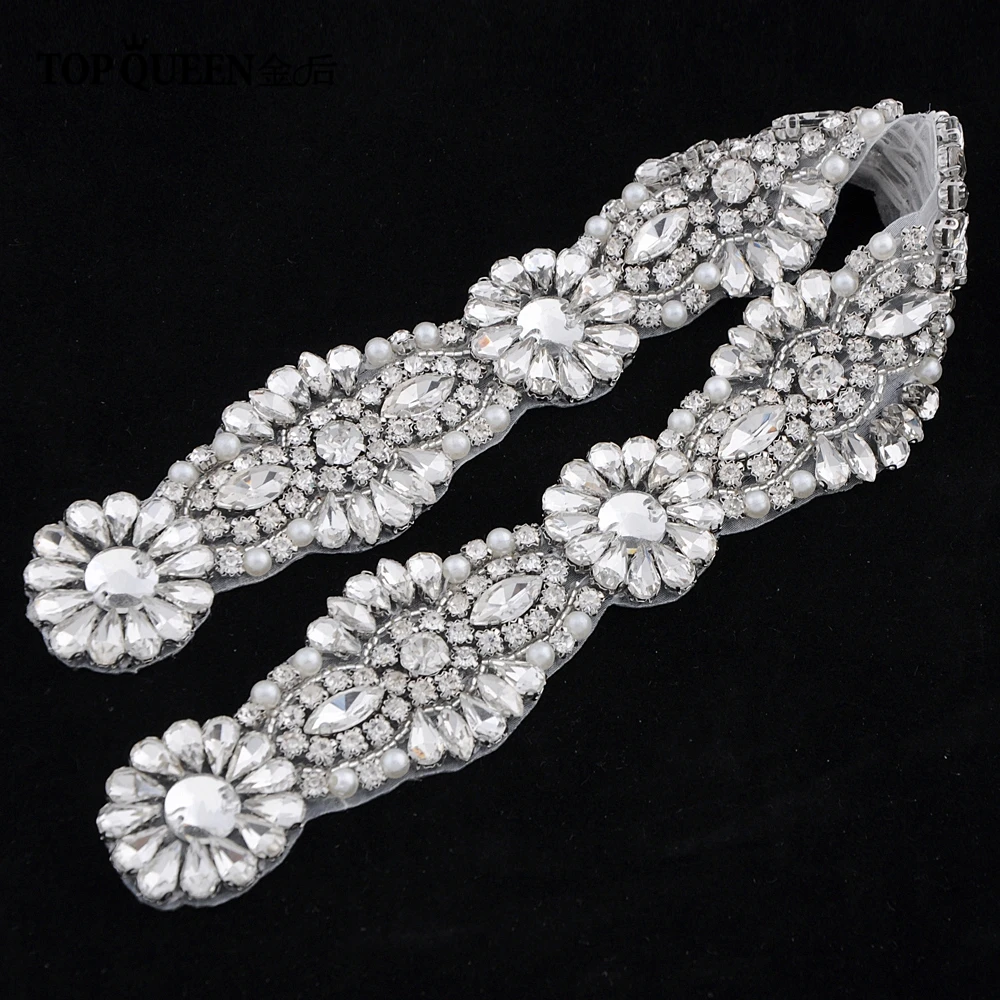 

TOPQUEEN S237 Crystal Rhinestones Evening Party Gown Dresses Accessories Wedding Sashes Belt,Bride Waistband Bridal Belts Sashes