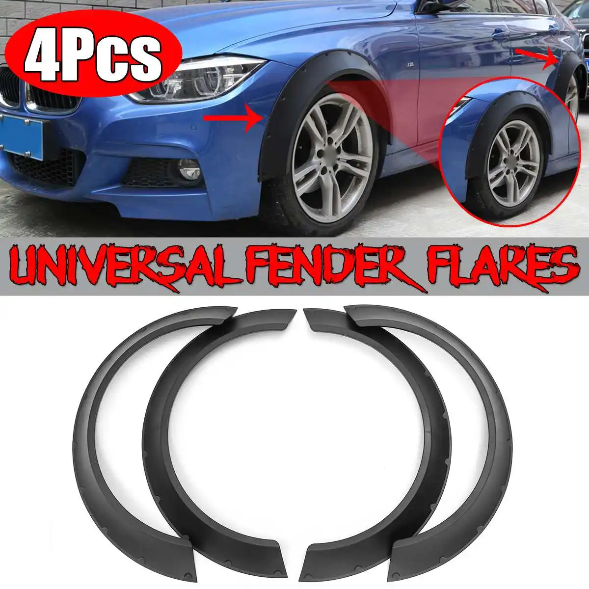 

4x Universal Car For Fender Flares Extension Flexible Wide Wheel Arches For Mazda MX5 RX8 Miata 323 For Infiniti Q50 Q60 Q70 G25