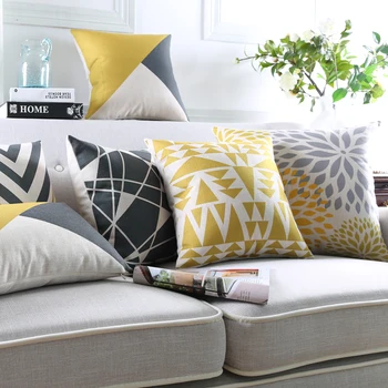 

Fashion Style Geometric Decorative Cushion Cover Home Decorative Sofa Throw Pillowcase Cotton Linen Square Almofadas Cojines