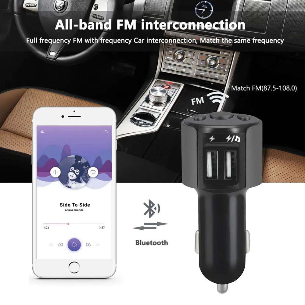 NEW Bluetooth Car Kit FM Transmitter Wireless Radio Adapter USB Charger Mp3 Player Fast Intelligent Charger Music Player