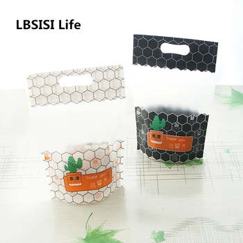 

LBSISI Life 50pcs Thank You Candy Cookie Zip Lock Plastic Gift Packaging Bags Cactus Hand Hold Biscuits Wedding Decoration Bag
