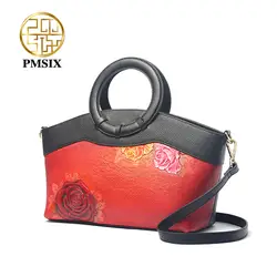 PMSIX тисненые Цветочные женские сумки из натуральной кожи модные женские сумки на одно плечо Feminina Bolsas