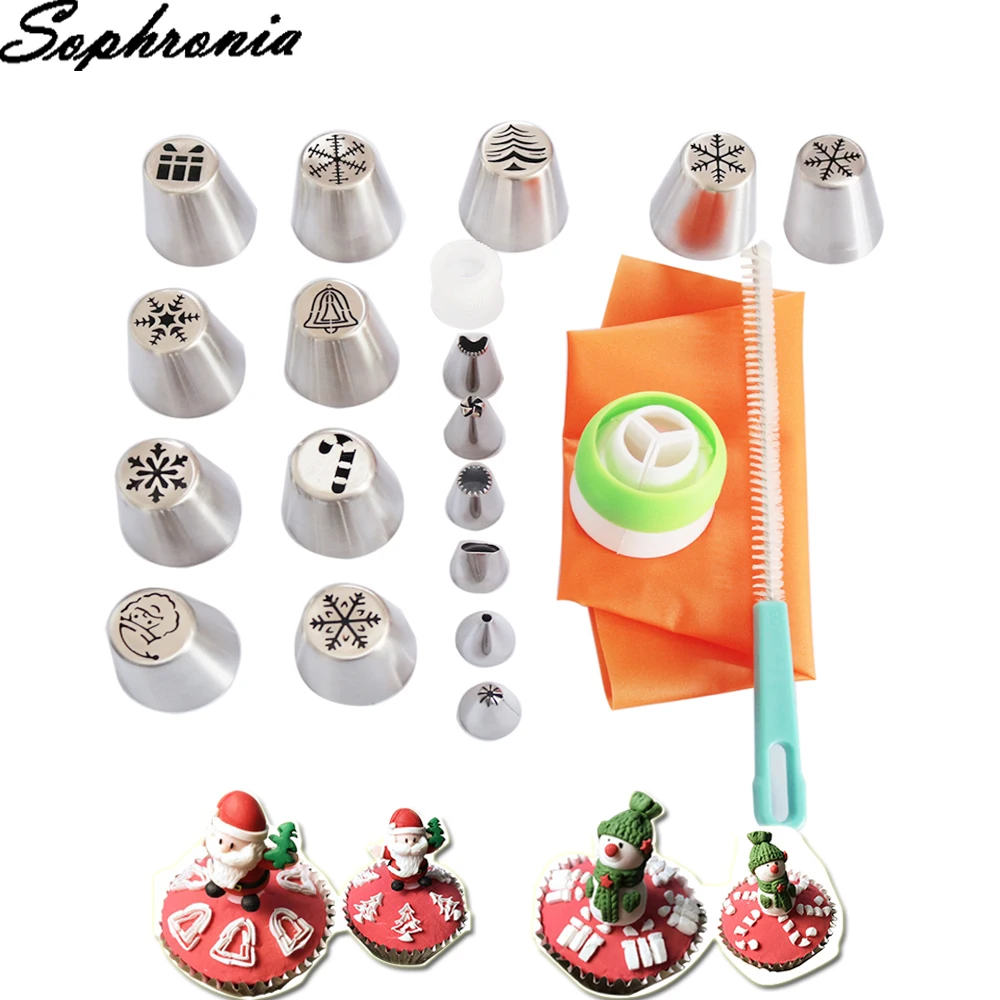 

Sophronia 21PCS Christmas Styles Icing Piping Tips +Pastrys Cake Cake Decorating Pastry Icing Set Nozzles Pastry Set CS079